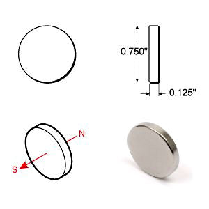 485653: Rare Earth Disc Magnets - 3/4 inch - Pack of 6