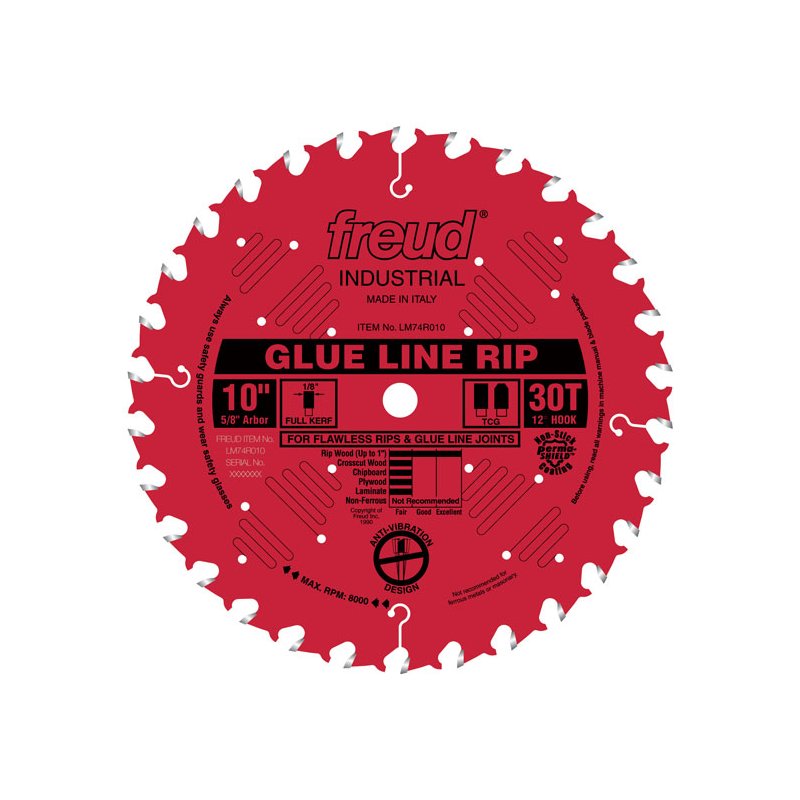 Freud Glue Line Rip Blade - 10" x 30 Tooth - 1/8" Kerf