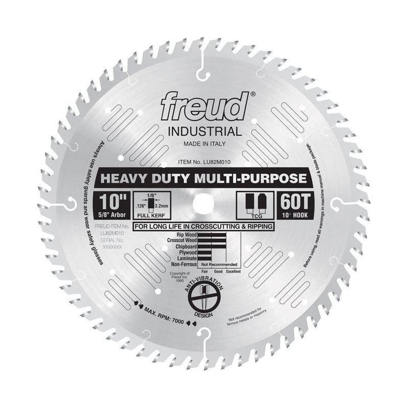 Freud Heavy Duty Multi-Purpose Blade - 10 inch x 60 Tooth - 1/8 inch Kerf