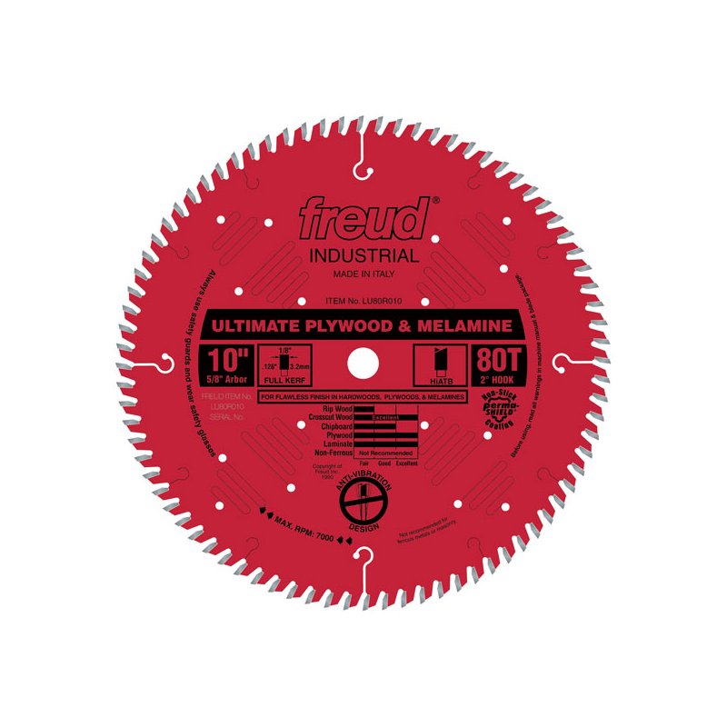 Freud Ultimate Plywood & Melamine Blade: 10" x 80 Tooth - .126" Kerf
