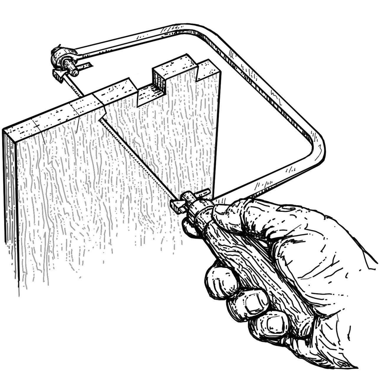 Using a coping saw to cut dovetails