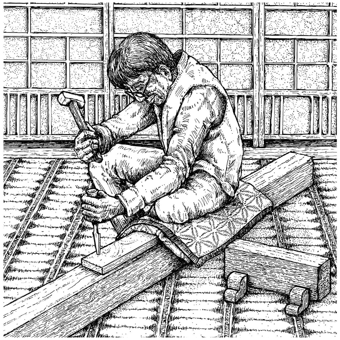 Toshio Odate using Japanese Tools