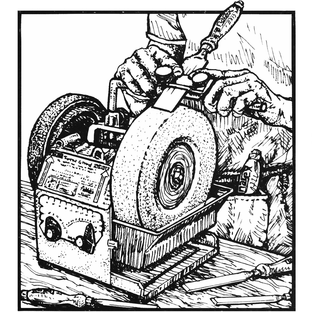 Sharpening a chisel on a Tormek sharpening machine