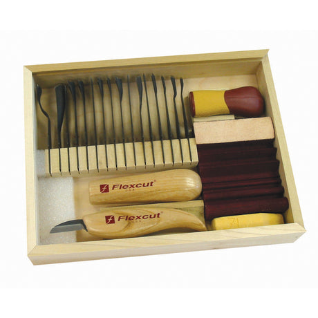Flexcut SK108 21 Piece Starter Carving Set - with 16 tool profiles