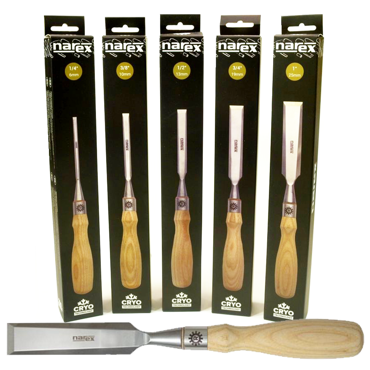 Narex Richter Cryo-Treated Bevel Edged Chisels - Set of 5