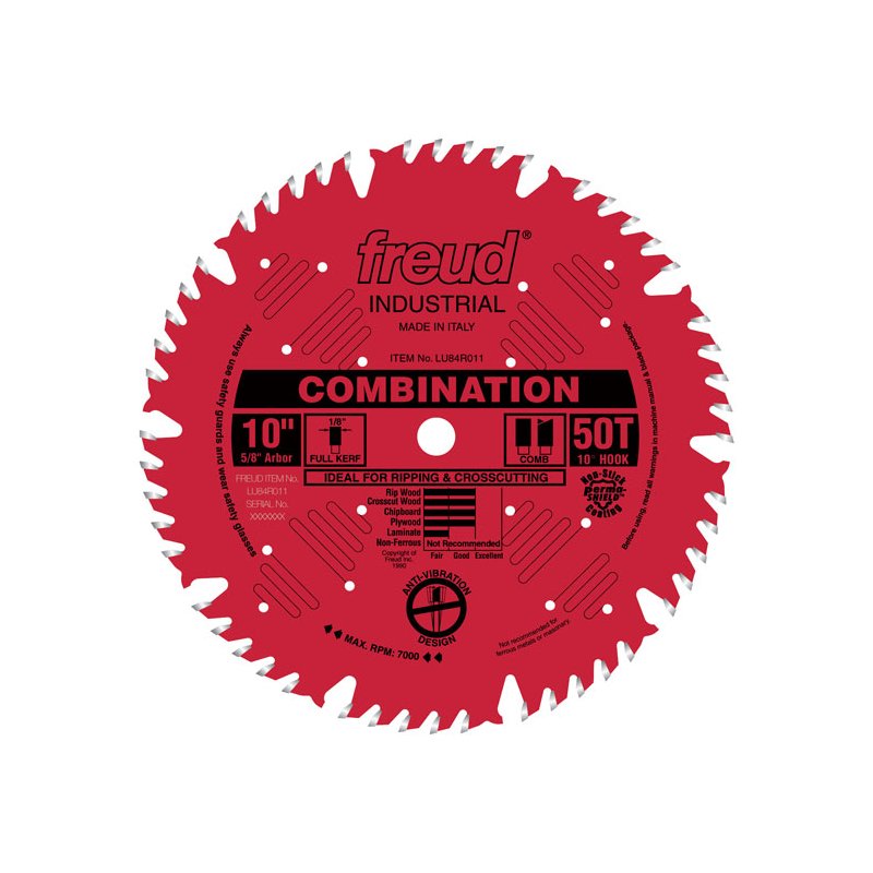 Freud Combination Blade: 10" x 50 Tooth - 1/8" Kerf