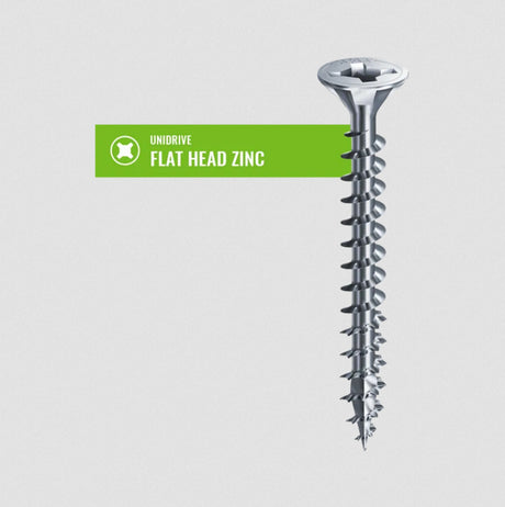 Spax Flat-Head Zinc Plated Screws - Unidrive - Square Drive